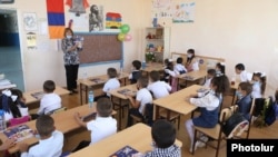 Armenia - First-graders have a class at a village school in Gegharkunik province, September 1, 2021.