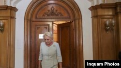 Premierul Viorica Dăncilă, la finalul întâlnirii de la Parlament, 28 mai 2019