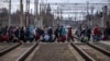  Эвакуация на вокзале Краматорска (административный центр Донецкой области Украины). 4 апреля 2022 года