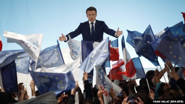 Францускиот претседател Емануел Макрон, изборна кампања