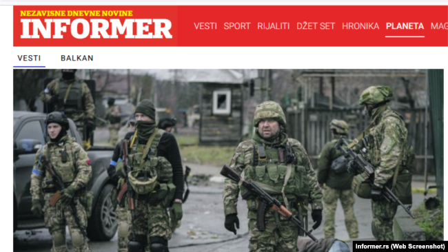 Skrinšot objave portala Informer o masakru u Buči, 5. aprila 2022.