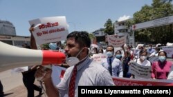 Protesti zdravstvenih radnika u Kolombu, 6. april 2022. 