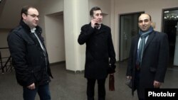 Armenia -- Ruben Melikian (C) and other lawyers opposed to constitutional changes at the Central Election Commission, Yerevan, February 2020.