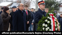 Старшыня польскага Сэйму Ўладзімеж Чажасты на ўшанаваньні ахвяраў крывавага рэйду Рамуальда Райса. 1 лютага 2026 году