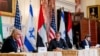 آنتونی بلینکن (وسط) وزیر خارجه آمریکا و یائیر لاپید، همتای اسرائیلی‌اش