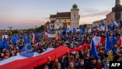 Праэўрапейская дэманстрацыя ў Варшаве 10 кастрычніка 2021
