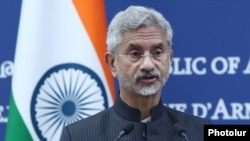 Armenia - India's Minister of External Affairs Subrahmanyam Jaishankar speaks at a joint news conference with his Armenian counterpart Ararat Mirzoyan, Yerevan, October 13, 2021.