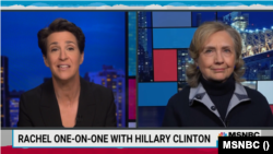 Hillary Clinton volt amerikai külügyminiszter az MSNBC műsorában 2021. november 24-én