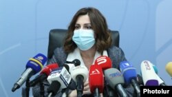 Armenia - Health Minister Anahit Avanesian holds a news conference in Yerevan, November 29, 2021.