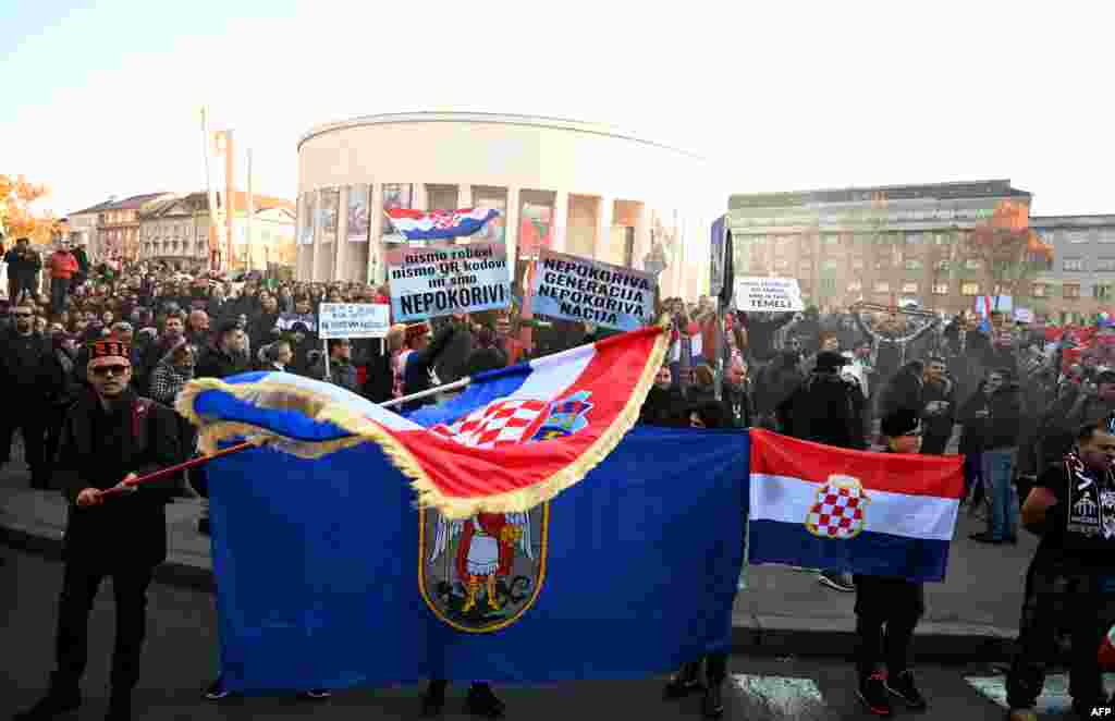 Протест во Загреб, Хрватска против новите ограничувања.