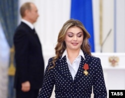 Former Olympic gymnast and Duma deputy Alina Kabayeva after being awarded an Order of Merit for the Motherland by President Vladimir Putin in Moscow in December 2005.
