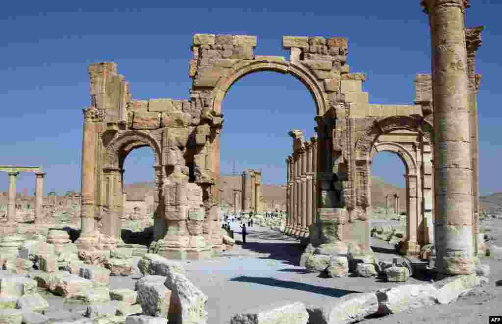 The Roman ruins of Palmyra, 220 kilometers northeast of the capital, Damascus, in 2010