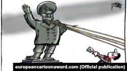Карыкатура «Эўразьвяз і Беларусь», якая перамагла ў міжнародным конкурсе European Cartoon Award 2021