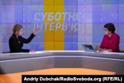 Ольга Стефанішина й Інна Кузнецова під час «Суботнього інтерв’ю» Радіо Свобода