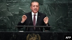 Turkish President Recep Tayyip Erdogan addresses the UN General Assembly in New York earlier this week.