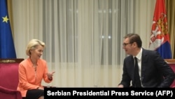 Predsednica Evropske komisije Ursula fon der Lajen na sastanku sa predsednikom Srbije Aleksandrom Vučićem, 29. septembar 2021.