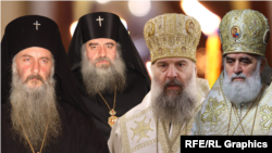 Возможные кандидаты в патриархи: митрополит Цхинвальский и Никозский Исаия (слева), митрополит Руис-Урбнисский Иов Акиашвили, митрополит Сенакский и Чхороцкуский Шио Муджири, митрополит Потийский и Хобский Григол Бербичашвили.