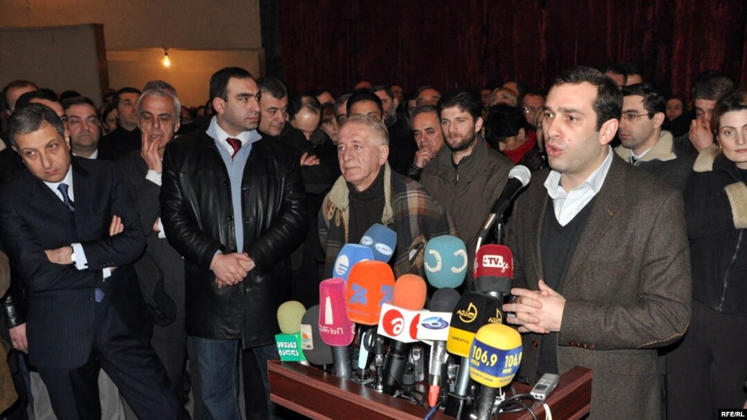 Irakli Alasania (right) has said he wouldn't participate in proposed U.S.-style "primaries" to select the single opposition mayoral candidate.