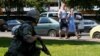 ​A reservist from the Ukrainian Territorial Defense Forces during an urban warfare drill in Kyiv on August 9.