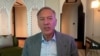 Former US Secretary of State Mike Pompeo speaks to RFE/RL during a remote interview on October 29.