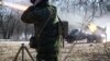 Бойовики угруповання «ДНР» ведуть вогонь з РСЗВ «Град». Горлівка, 13 лютого 2015 року