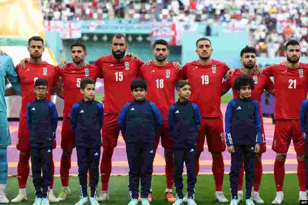 Iran&#39;s national soccer team chose not to sing their country&#39;s anthem before their opening World Cup match against England on November 21 in an apparent show of support for protesters back home.&nbsp;