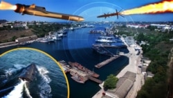 Украинские удары по военным объектам РФ в аннексированном Россией Севастополе. Коллаж
