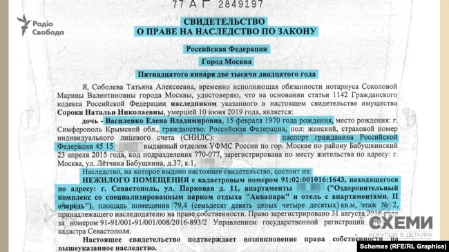 Свідоцтво про право на спадщину дружини судді, за яким і відбулася реєстрація прав власності