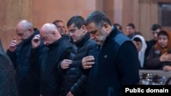 Nagorno Karabakh - Karabakh's current and former leaders pray during a Christmas mass at Stepanakert’s Holy Mother of God Cathedral, January 6, 2023.
