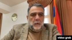 Nagorno Karabakh - State Minister Ruben Vardanyan delivers a video address, Stepanakert, December 16, 2022.