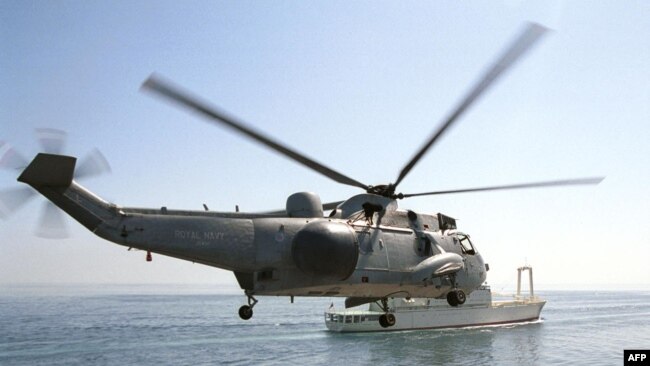 A British Royal Navy helicopter in action (file photo)