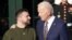 U.S. President Joe Biden (right) welcomes Ukrainian President Volodymyr Zelenskiy on the South Lawn at the White House in Washington, D.C., on December 21.