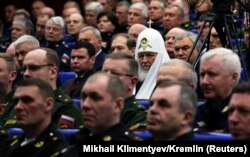 Московський патріарх Кирило (Гундяєв) на засіданні колегії Міністерства оборони Росії. Москва, 21 грудня 2022 року