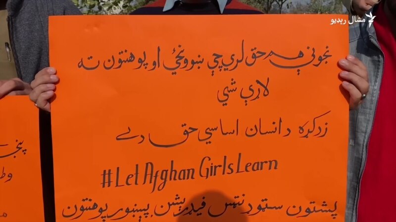 د افغان نجونو پر لوړو زده کړو د طالبانو د بندیز خلاف پېښور کې مظاهره
