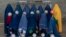 An Afghan women's soccer team poses for a photo in Kabul in September 2022.