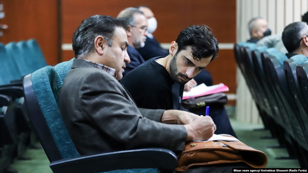 Iranian actor Hossein Mohammadi, pictured in court on December 15, was charged with killing Basij militia member Ruhollah Ajamian and sentenced to death in a revolutionary court.