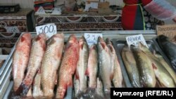 Рыба на рынке в Феодосии, январь 2023 года