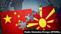 Ilustracija, puzzle sa kineskom i makedonskom zastavom