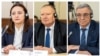 Candidați la funcțiile de membri ai Consiliului Superior al Magistraturii, de la stânga la dreapta judecătorii Aliona Miron, Stanislav Sorbalo și Vasile Șchiopu