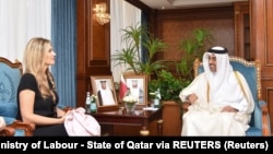 Ministar rada Katara Al Marri u razgovoru sa nedavno uhapšenom Evom Kaili, potpredsednicom Evropskog parlamenta 31. oktobar 2022.
