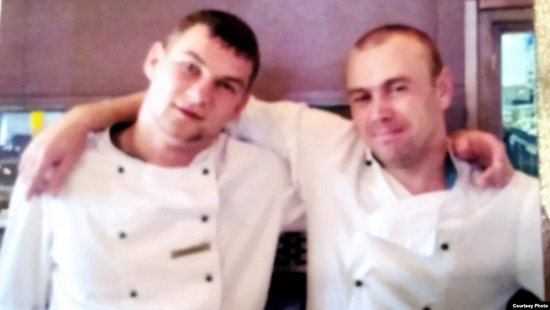 Oleksandr Kolotvin (left) had been working as a chef when the Maidan protests broke out in Kyiv.