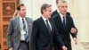 NATO Secretary General Jens Stoltenberg (R) and US Secretary of State Antony Blinken talk ahead a meeting of NATO Foreign Ministers on November 29, 2022 in Bucharest, Romania. 