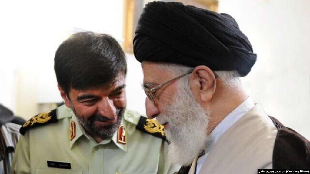 Iranian Supreme Leader Ayatollah Ali Khamenei (right) appointed Ahmad Reza Radan as chief of police in Iran on January 7.