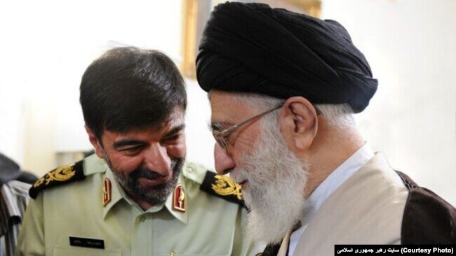 Iranian Supreme Leader Ayatollah Ali Khamenei (right) appointed Ahmad Reza Radan as chief of police in Iran on January 7.