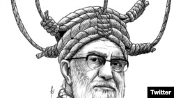 One of the entries in the Charlie Hebdo cartoon competition depicting Supreme Leader Ayatollah Ali Khamenei.