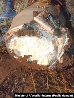 Focosul cu explozibil în resturile de rachetă găsite pe 14 ianuarie la Briceni