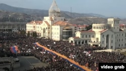 Armenia/Nagorno Karabakh-A protest in the capital city of Nagorno Karabakh, in Stepanakert,25Dec,2022