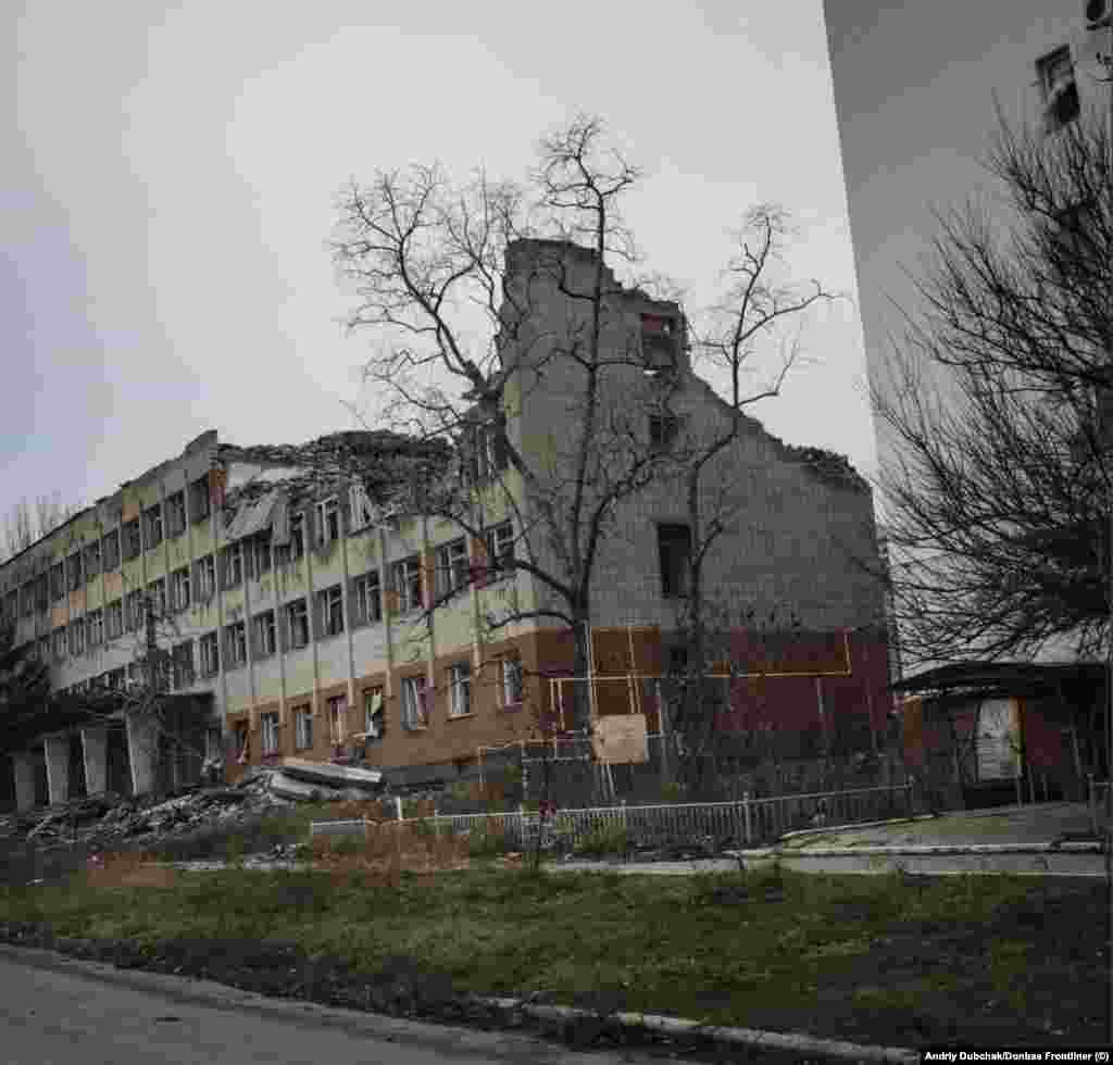 A ruined building in Bakhmut These images were made by Ukrainian photojournalist Andriy Dubchak for the Donbas Frontliner project on December 18 as battles continued to rage on the outskirts of Bakhmut, located around 65 kilometers from Donetsk.