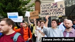 Акція протесту проти мобілізації росіян на війну з Україною. Белград, Сербія, 24 вересня 2022 року, ілюстративне фото