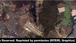 Авіабаза у місті Курськ (Росія) після вибуху зранку 6 грудня. Супутниковий знімок Planet Labs
